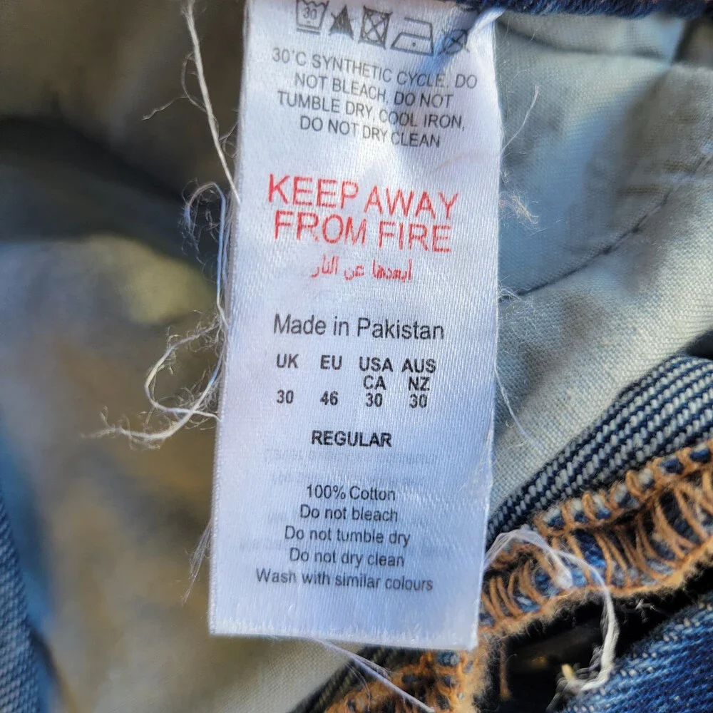 BoohooMan - Slim Flare Rigid All Over Rip Repaired Jeans Blue ~30R